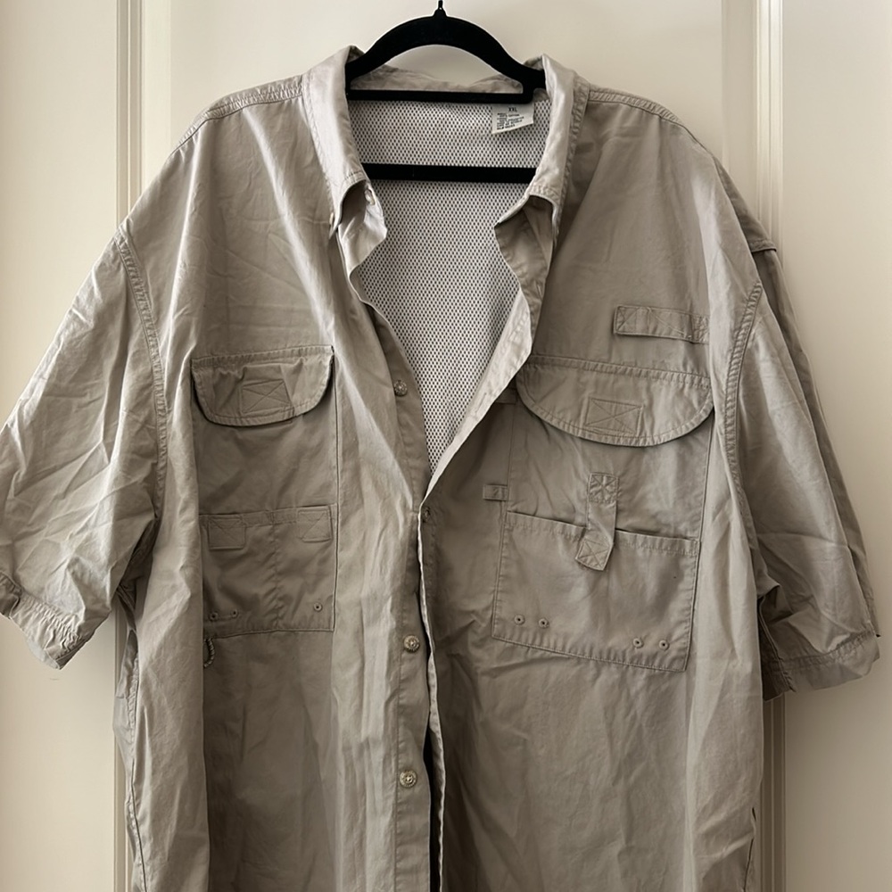 Magellan mens Outdoorsman button down short sleeve shirt vented pockets size XXL